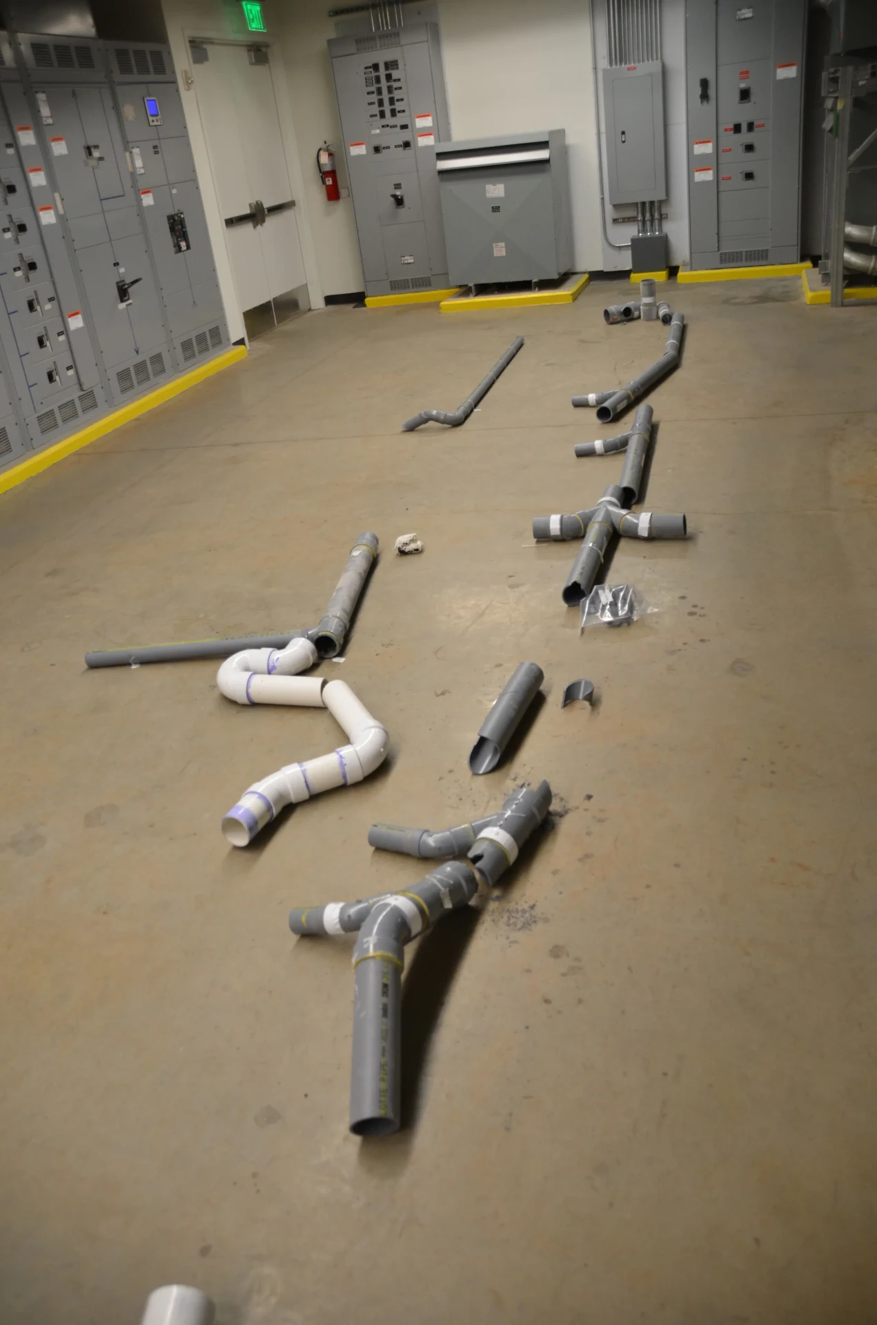 Failed CPVC pipe sections removed from mechanical room for expert forensic construction defect analysis