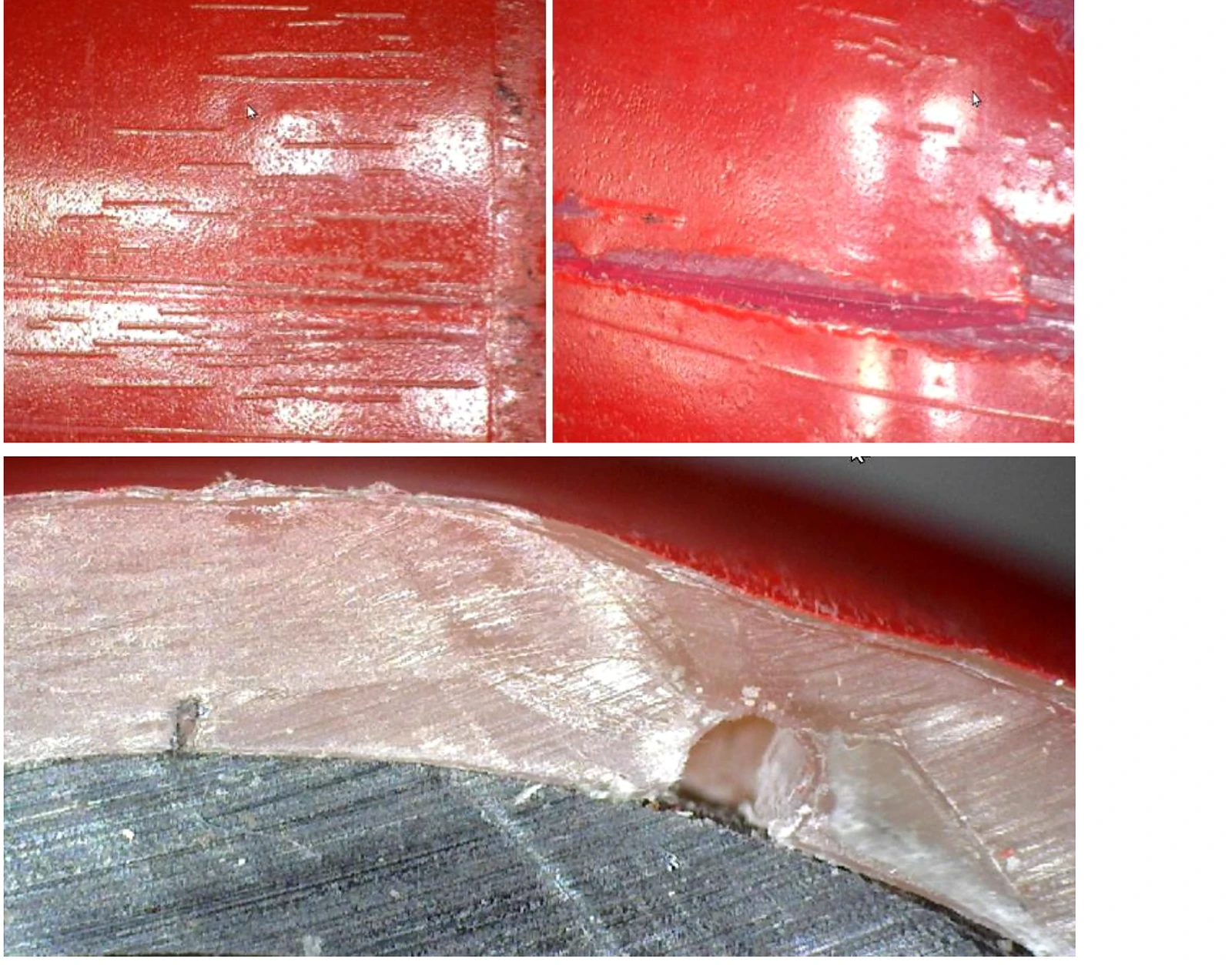 PEX tubing incipient cracks initiating on the inside surface of the tubing