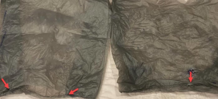 Plastic bag failure points