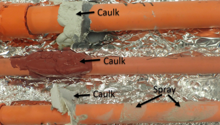 Pipes with caulk